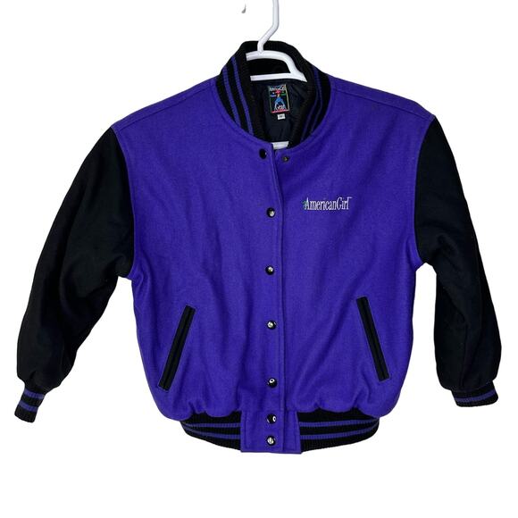 Vintage Other - Vintage American Girl Doll Jacket Girls Medium Purple Black Varsity Bomber 90s